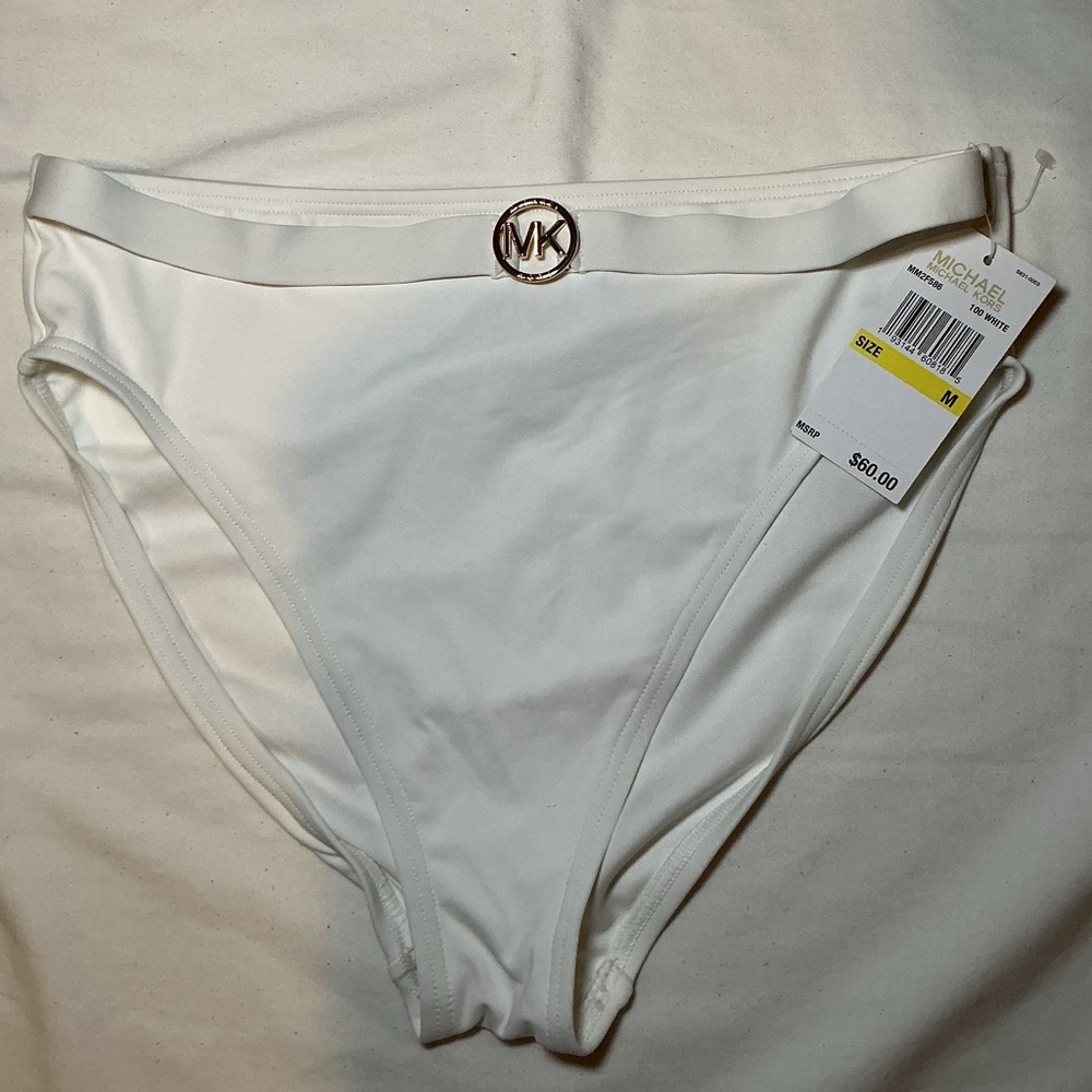 Michael Kors Ivory Bikini Bottom with Logo